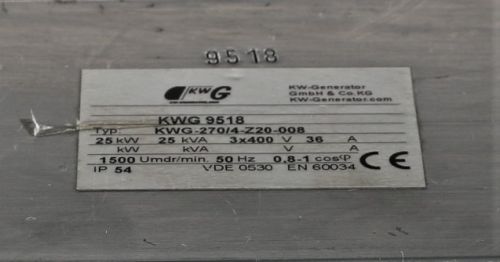 KW-GENERATOR GmbH  [KWG] ALTERNATOR 25kW 400V 50Hz 3PH