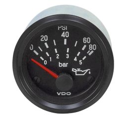 OIL PRESSURE GAUGE 80 PSI  12V  10-188 ohm