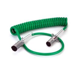 7-WAY ABS COILED CABLE 15' W/ 40\" & 12\" LEAD GREEN