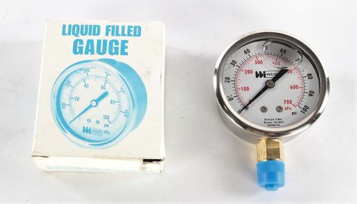 WEISS INSTRUMENTS LIQUID FILLED GUAGE 0-100psi