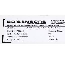 PRESSURE SENSOR 1/4in 0-16 BAR