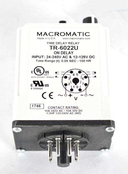 MACROMATIC INDUSTRIAL CONTROLS RELAY - TIME DELAY ADJUSTABLE 0.05 SEC TO 100 HR