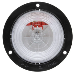 CLEAR ROUND  BACK-UP LIGHT  BLACK FLANGE MOUNT 12V