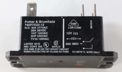 TYCO/POTTER & BRUMFIELD 12 VOLT RELAY