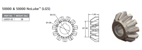 HOLLAND FIFTH WHEEL PINION GEAR BROACHED -50000/50000 NO LUBE (LG5)
