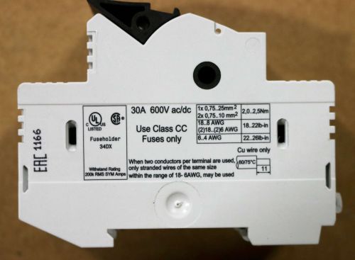 SIEMENS FUSE HOLDER 2-POLE 30A 600V CLASS-CC