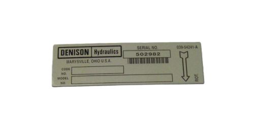 DENISON NAMEPLATE PV 039-54241-0