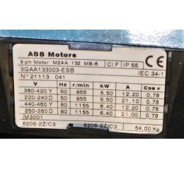 ELECTRIC MOTOR 5.5/6.4kW 220-480V 50/60Hz