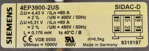 SIEMENS RESTRICTOR 3 PHASE 400V-480V/50HZ-60HZ