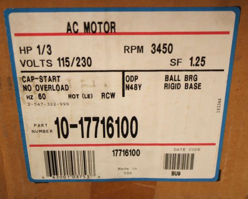 REGAL REXNORD - CENTURY AC MOTOR/A.O.SMITH ELECTRIC MOTOR 1/3HP 115/230V 60Hz N48Y