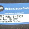 VBG - MOBILE CLIMATE CONTROL/MCC FAN ASSEMBLY 12V