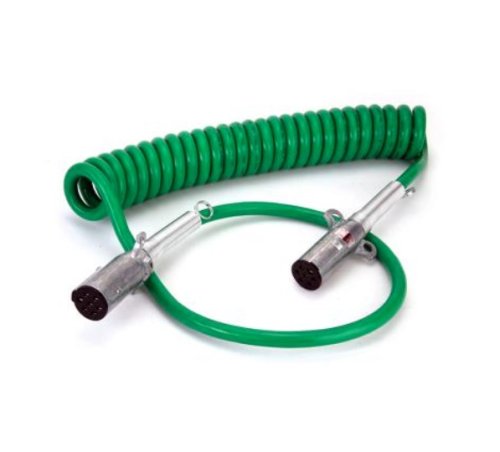 VELVAC 7-WAY ABS COILED CABLE 15' W/ 40\" & 12\" LEAD GREEN