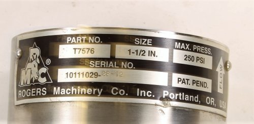 IWS CHECK VALVE 1-1/2\" ROGERS MACHINERY