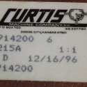 IRON WING SALES  INVENTORY GEAR BOX 215A - CURTIS MACHINE 1:1 RATIO
