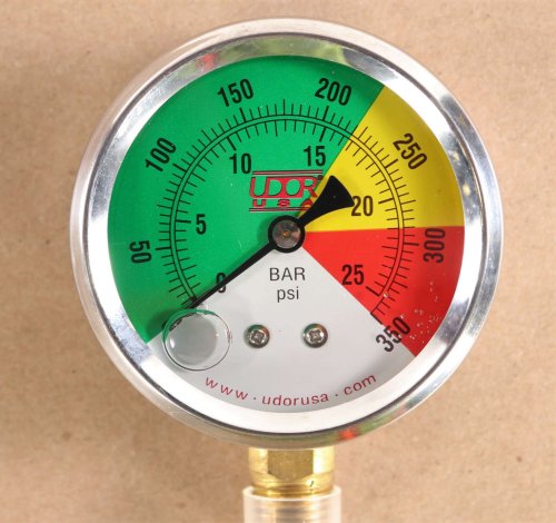 UDOR USA PRESSURE GAUGE 0-350psi MULTI-COLOR FACE