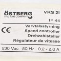 H. OSTBERG AB FAN SPEED CONTROLLER RECESSED 230VAC 50Hz 2A IP44