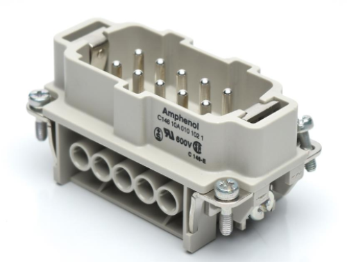 AMPHENOL CONNECTOR INSERT - MALE 10-POLE RECTANGULAR