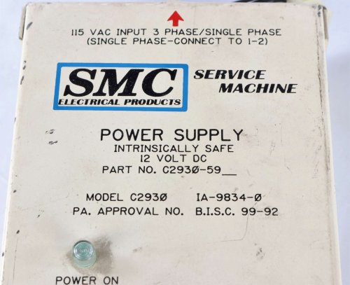 BECKER MINING - SMC ELECTRICAL PRODUCTS POWER SUPPLY 12VDC