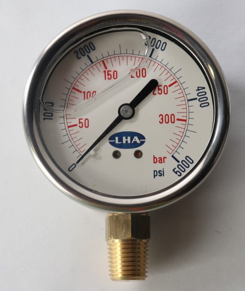 LHA PRODUCTS PRESSURE GAUGE  0-500PSI (0-350BAR)