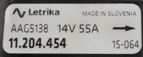 MAHLE/LETRIKA/ISKRA - STARTER / ALTERNATOR / MOTOR ALTERNATOR 14V 55A