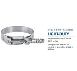 LIGHT DUTY T-BOLT BAND/SPRING-LOADED CLAMP